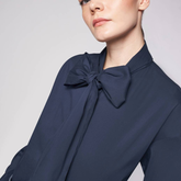 Navy Cotton Bow Blouse